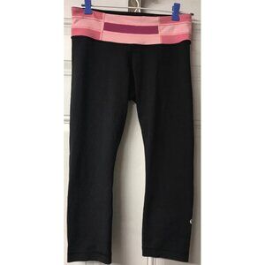 Lululemon Wunder Under Crop (Hi-Rise) *Full-On Luxtreme 21" Size 6 Black & Pink